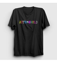 Presmono Unisex Sarı Astroworld Travis Scott T-Shirt 44952tt (Siyah)