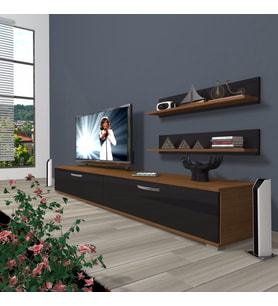 Decoraktiv Eko 4 Slm Std Tv Ünitesi Tv Sehpası (Siyah - Ceviz)