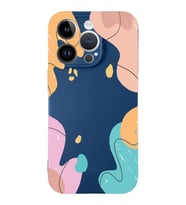 PrintiFy Apple iPhone 14 Pro Max Uyumlu Lansman Kılıf Karışık Renkler Tasarımlı İçi Kadife Kapak (Lacivert)