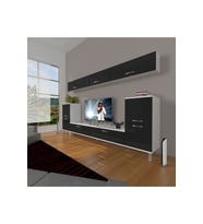Decoraktiv Eko 9 Slm Std Krom Ayaklı Tv Ünitesi Tv Sehpası (Beyaz-Siyah)