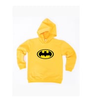 Batman Baskılı Kapüşonlu Pamuklu Kumaş Çocuk Sweatshirt (Sarı)