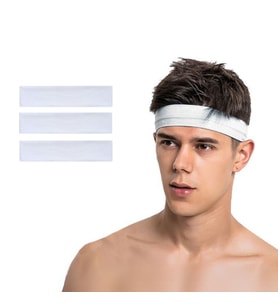 Spor Saç Bandı Sporcu 3lü Erkek Kafa Bandı Headband Tenis Gym Ter Bantı Spor Fitness Saç Bantları Yoga Crossfit Bisiklet Koşu Yürüyüş Erkekler İçin Süper Penye Esnek Canlı Likralı İddia Geniş Alın Bandı (Beyaz)