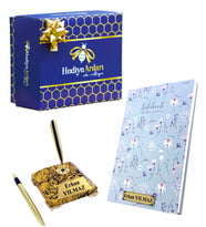 Hediye Kutulu Kişiye Özel Gold Mermer Tasarımlı İmza Kalemi ve Defter (Model 2)
