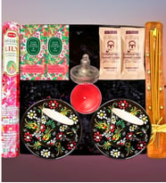 El Yapımı Çini Fincan & Tütsü Seti & Kahve & Mum & Hediye Seti (Siyah)