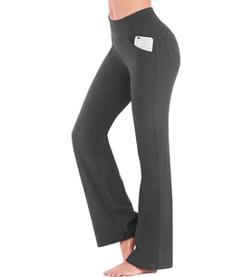 Ghassy Co. Kadın Bootcut Yüksek Bel Yoga Egzersiz 4 Cepli Karın Kontrolü İspanyol Paça Tayt  (Füme)