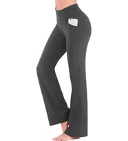 Ghassy Co. Kadın Bootcut Yüksek Bel Yoga Egzersiz 4 Cepli Karın Kontrolü İspanyol Paça Tayt  (Füme)