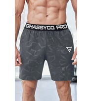 Ghassy Co. Erkek Runnig Pro Elastik Bel Nefes Alabilen Koşu Fitness Spor Şortu (Füme)