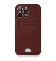 IPHONE 13 PRO UYUMLU KELVİN KARTVİZİTLİ SİLİKON TELEFON KILIFI (Bordo)