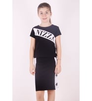 Toontoy Kız Çocuk Yıldız Baskılı Etekli Takım (Siyah)