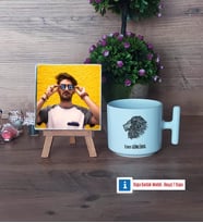 Aslan Fotoğraflı Dekoratif Taş, Kupa Bardak Beyaz Hediye (Model 12)