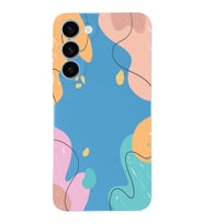 PrintiFy Samsung Galaxy S23 Plus Uyumlu Lansman Kılıf Karışık Renkler Tasarımlı İçi Kadife Kapak (Mavi)