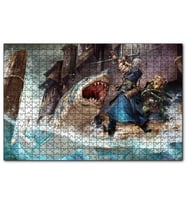 Cakapuzzle Vikingler ve Saldıran Köpekbalığı İllüstrasyon  Puzzle Yapboz MDF (Ahşap) (255 Parça)