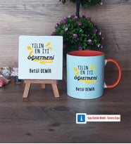 Öğretmene Hediye Dekoratif Taş, Kupa Bardak Kırmızı Hediye (Model 12)