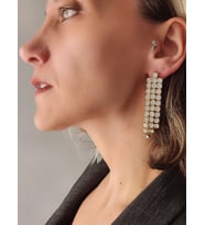 Taşlı Sallantılı Silver Renk Küpe (Gold)