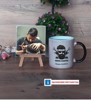 Erkek Kuaförü Fotoğraflı Dekoratif Taş, Kupa Bardak Beyaz Hediye (Model 9)