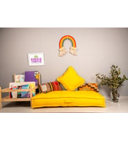 Fransız Tarzı El Yapımı Yer Minderi, Bebek Yatağı, French Mattress / Pembe 60x120x15 cm (Sarı)