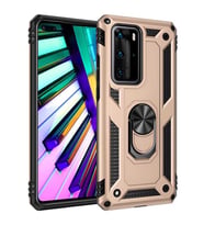 Huawei P40 Pro Kılıf Zore Vega Yüzüklü Standlı Zırh Kılıf (Gold)