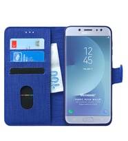 Samsung Galaxy J7 Pro Kılıf Fabric Book Wallet (Mavi)