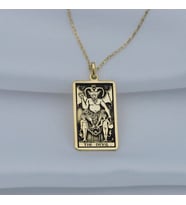 Kişiye Özel 925 Ayar Gümüş The Devil Tarot Kolye (Gold)