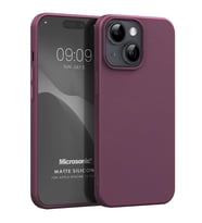 Microsonic Matte Silicone Apple iPhone 15 Plus Kılıf Siyah (Mor)