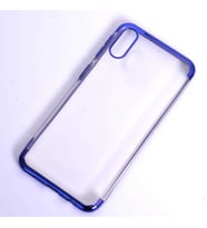 Galaxy M10 Kılıf İnce Köşeleri Renkli Şeffaf Silikon (Mavi)
