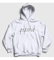 Presmono Unisex Gri Meow Cat Kedi Kapüşonlu Sweatshirt 407571tt (Beyaz)
