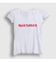 Presmono Kadın Sarı Logo Iron Maiden T-Shirt 86563tt (Beyaz)