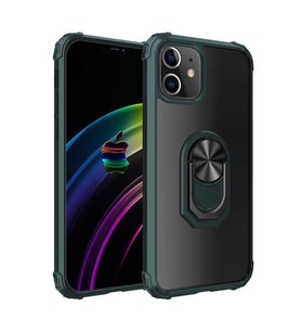 Uyumlu Model Apple iPhone 12 Kılıf Şeffaf Sararmaz Yüzüklü Mola Kapak (Yeşil)