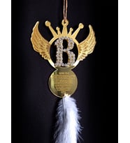 Kişiye Özel Taşlı Araba Süsü Melek Kanatlı Model (Gold)
