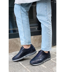 FAST STEP Hakiki Deri Erkek Spor Ayakkabı 600MA326 (Lacivert)