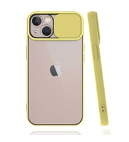 iPhone 13 Mini Kılıf Lensi Sürgülü Kamera Koruyucu Kılıf (Sarı)
