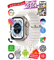Samsung Galaxy Note 20 Uyumlu Akıllı Saat ULTRA MAX 2024 Kordon Hediyeli Amoled Ekran (Beyaz)