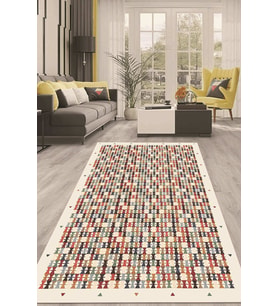 Dijital Kaymaz Taban Yıkanabilir Modern Renkli Salon Halısı Mutfak Halısı Yolluk ND-HT-331 (Krem)