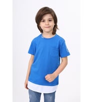 Toontoy Erkek Çocuk Cepli Pamuklu Tişört (Saks)
