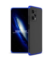 Xiaomi Redmi Note 12 Pro 5G Kılıf 3 Parça Slim Sert Silikon Kapak AYS (Siyah-Mavi)