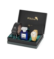 Polo Air Erkek Set Kombin Kemer Cüzdan Parfüm Kol Saati Hediyelik Kutusunda Set PL-0968E (Gold)