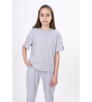 Toontoy Kız Çocuk S Baskılı Tişört ( Gri-Melanj)