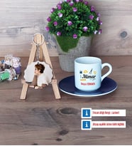 Mimara Hediye Türk Kahvesi Fincanı Ahşap Altlıklı ve Fotoğraflı Ahşap Anahtarlık Hediye (Model 4)