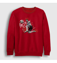Presmono Unisex Bordo 10 Argentina Soccer Futbol Lionel Messi Sweatshirt 313713tt (Kırmızı)