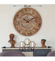 Markakanvas Altın(GOLD) Renk Metal Kasalı Eski Dünya Haritalı Duvar Saati (Çap 50 cm - 80 cm ) (Bakır)