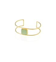 Kadir Jewellery 22 Ayar Altın Kaplama Zirkon Taşlı Ayarlanabilir Vintage Bilezik (Açık Yeşil)