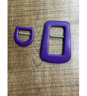 2 Lİ ÇANTA KEMER TOKASI DERİ KAPLAMA 3X3 CM  5X7 CM (Mor)