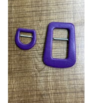 2 Lİ ÇANTA KEMER TOKASI DERİ KAPLAMA 3X3 CM  5X7 CM (Mor)