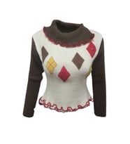 Sandora S02669 Kadın Desenli Akrilik Triko Boğazlı Kazak - Sandora - Siyah - ST02669-Siyah-TEK EBAT (Krem)