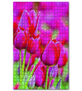 Cakapuzzle Kırmızı Lale Çiçeği Yağmur Damlacığı Puzzle Yapboz MDF (Ahşap) (500 Parça)