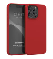 Microsonic Matte Silicone Apple iPhone 15 Pro Kılıf Siyah (Kırmızı)