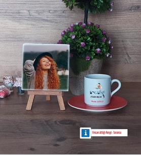 İngilizce Öğretmeni Fotoğraflı Dekoratif Taş, Ahşap Altlıklı Türk Kahvesi Fincanı Hediye Öğretmen Günü Hediyesi (Model 8)