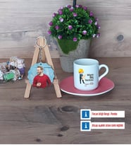 Mühendisler Günü Hediyesi Türk Kahvesi Fincanı Ahşap Altlıklı ve Fotoğraflı Ahşap Anahtarlık Hediye (Model 6)