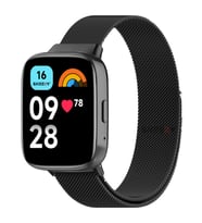 Sneezy Redmi Watch 3 Active İle Uyumlu Metal Hasır Kordon Woven Wire Metal Tasarım Kordon (Siyah)