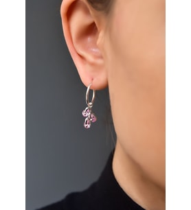 Papatya Silver 925 Ayar Gümüş Rodyum Kaplama Doğum Taşlı Kübik Drop Küpe (Pembe)
